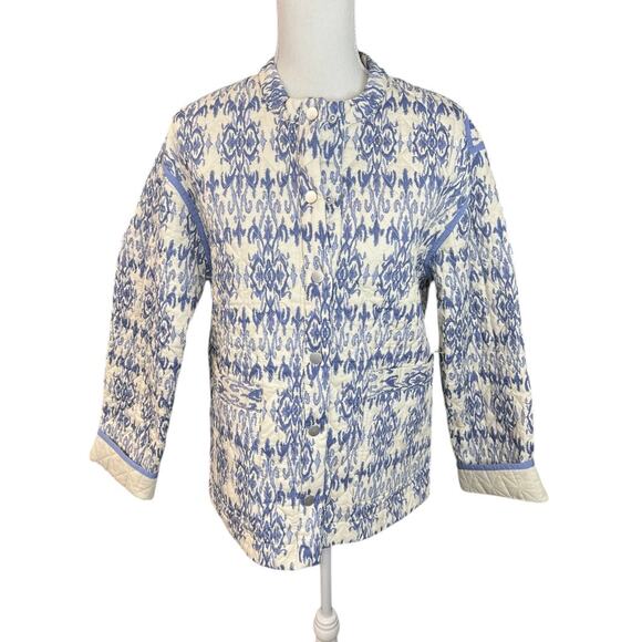 Blank NYC Blue and Cream quilted jacket NEW floral escape printed cottagecore - Picture 3 of 11